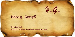 Hönig Gergő névjegykártya